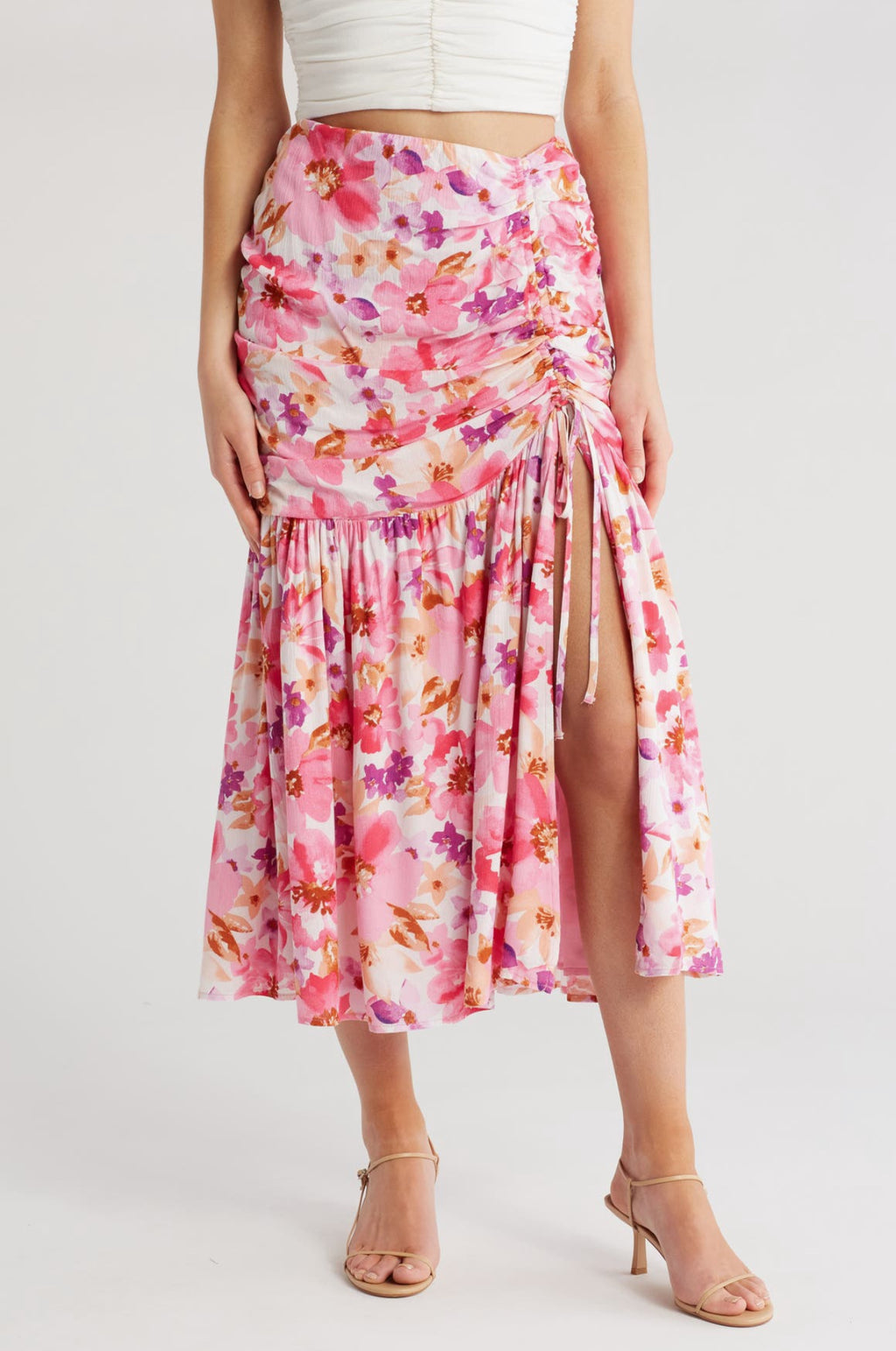 Lulus F F F Ruched Maxi Skirt